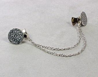 Silver Sweater Clip - Sweater Clip - Silver Chain Sweater Clip - Collar Clip - Silver Cardigan Clip - Double Chain Sweater Clip