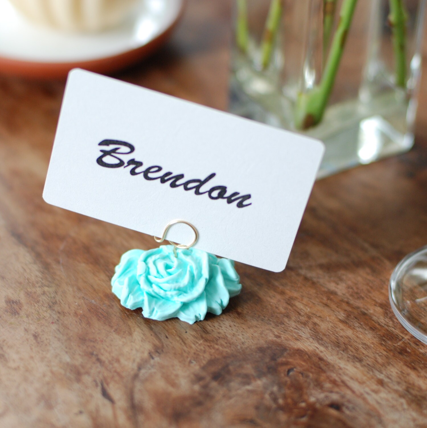 Mint card holder wedding table decor Table number by ekkaBoutique