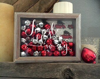 Jingle All The Way Shadow Box, Christmas Decor, Jingle Bells, Christmas Carol Decor
