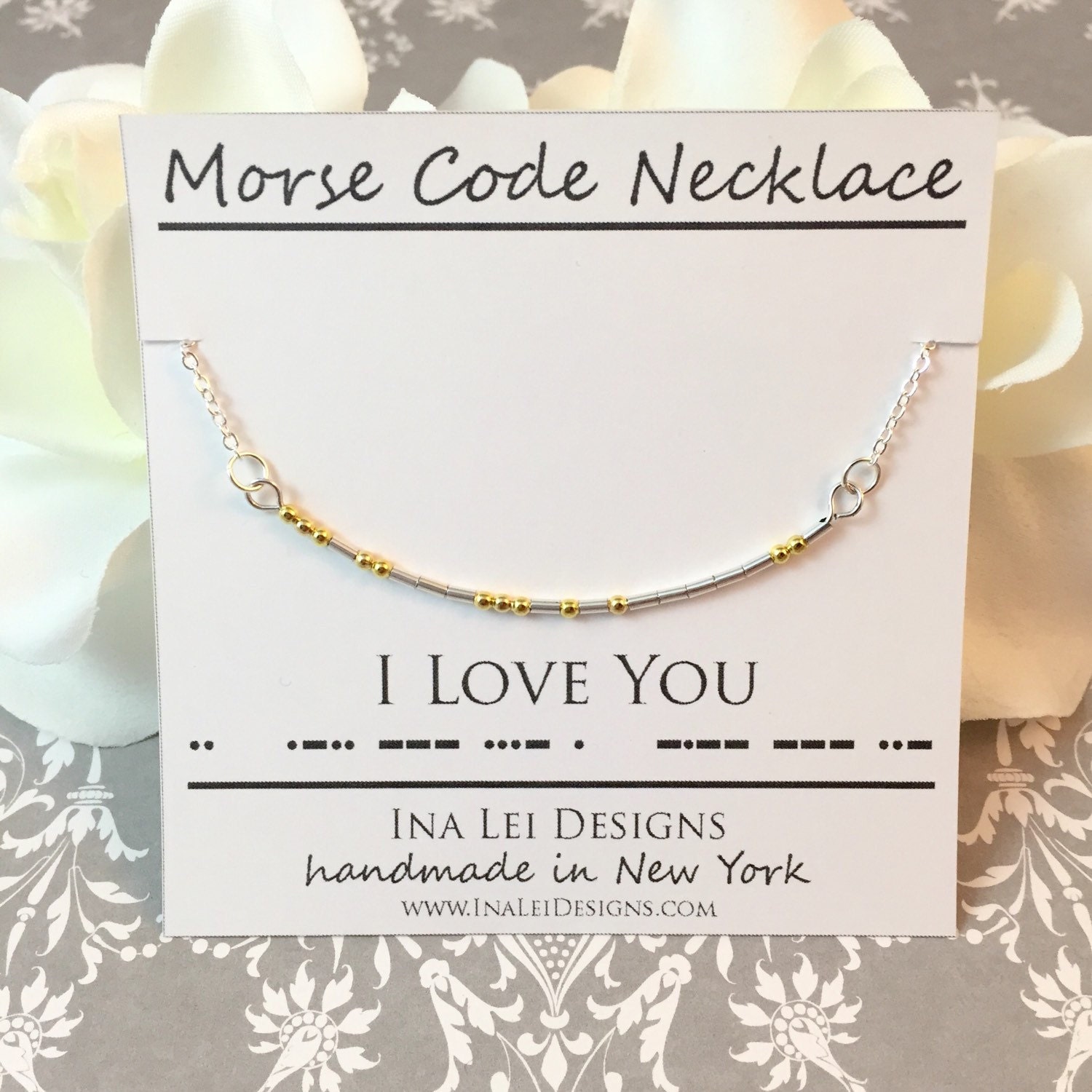 I LOVE YOU Morse Code Necklace I Love You Necklace Love