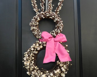 Bunny Wreath - Easter Wreath - Spring Wreath - Choose Bow Color - 3 Sizes to choose from