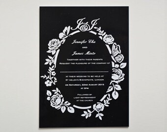 Personalised Laser Cut Wedding Invitation Engraved Acrylic Invitation Bespoke Design Floral Wedding Clear Acrylic Card Personalised Laser Cut Wedding Invitation Engraved Acrylic Invitation Bespoke Design Floral Wedding Clear Acrylic Card