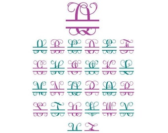 Split Monogram Svg, Split Letter Monogram, Split Font Svg, Split Alphabet Svg, Split Svg, Cricut Cut Files, Silhouette Cut Files