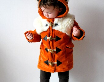 Fox coat CHRISTMAS 2017 - pre order orange childrens animal corduroy duffle jacket faux fur autumn fluffy baby baby girl boy