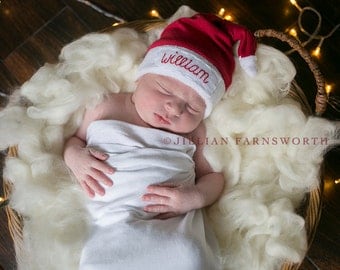 newborn Santa hat - personalized newborn - baby first christmas outfit - Christmas photo prop- christmas baby outfits