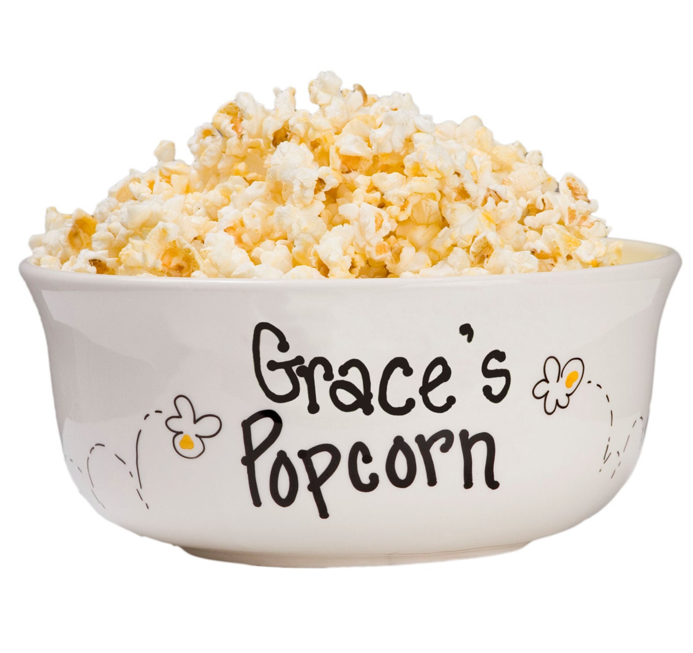 Hand Painted Personalized Popcorn Bowl Large Ceramic Pop Corn