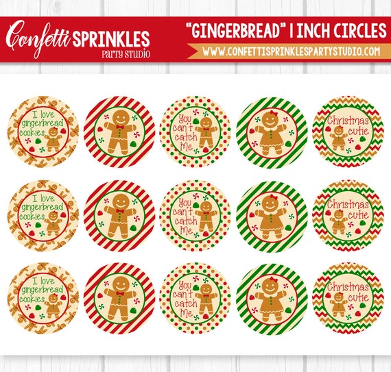 INSTANT DOWNLOAD Christmas "Gingerbread" Holiday Cookie 4x6" 1" Inch Bottle Cap Image/Digital Collage Sheet Il_570xn