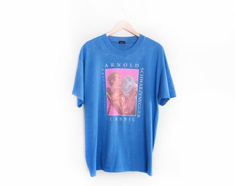 vintage t shirt / Arnold Schwarzenegger / body builder / 1980s Arnold weight lifting t shirt XL