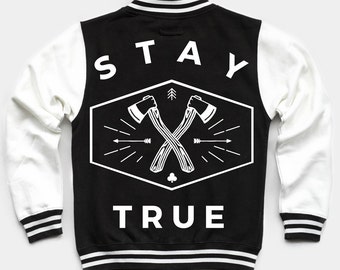 Stay True Contrast Jersey Bomber Jacket