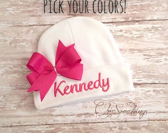 newborn hospital hat, girl newborn hat, hospital hat, personalized hospital hat, baby shower gift, newborn beanie, going home outfit hat