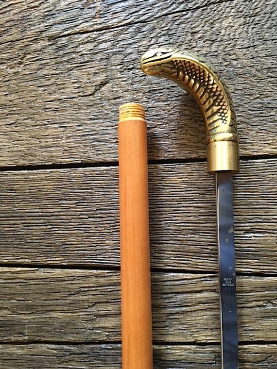 Vintage Cobra Cane With A Sword Inside Cobra Head Cane With