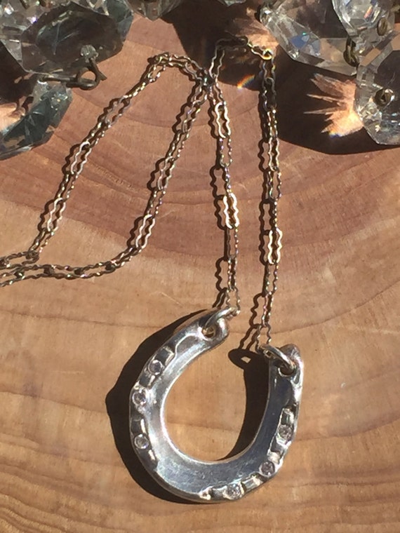 Horseshoe Fine Silver Pendant by SplendidSparrows on Etsy