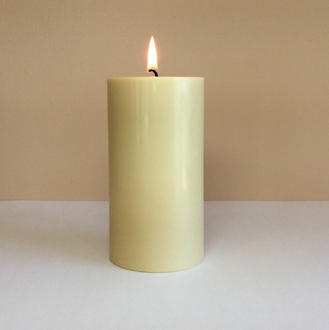 Cream / Ivory Soy Pillar Candle Unscented Choose Height