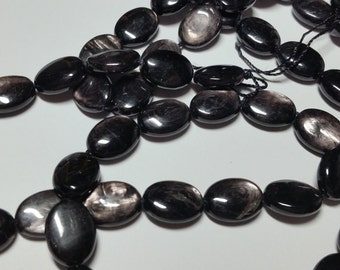 Rare Black Chatoya Golden Mica Oval Beads 15mm - 16mm