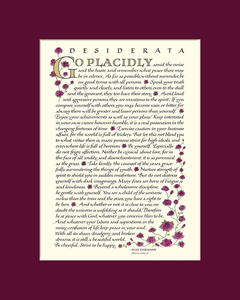 Desiderata poem 8x10 Desiderata print go placidly Max