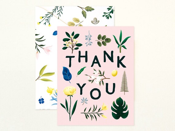 Assorted Botanical Thank You Card Pink