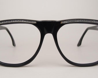 Rare Vintage Yves Saint Laurent Men's Sunglasses Eyeglasses Frames Italy Made Italian Designer Black Plastic Genuine Snakeskin YSL Glasses