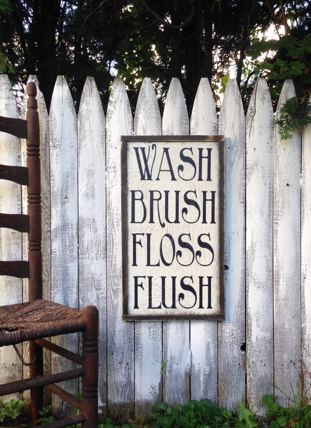 Wash Brush Floss Flush Rustic Distressed Farmhouse Style