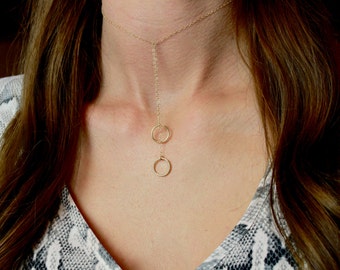 Choker / Choker necklace / Minimal choker gold or silver / Simple necklace / Lariat / Ring lariat / Ring necklace / Minimal choker necklace