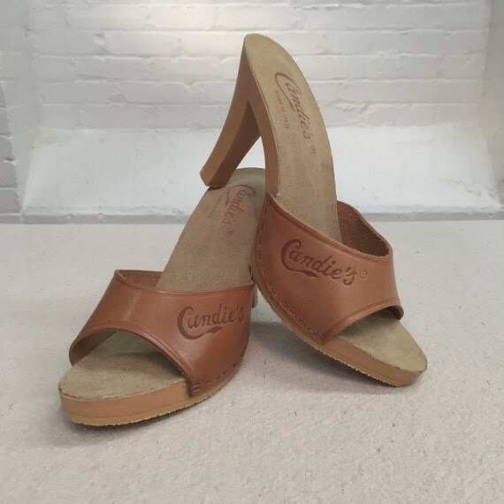vintage Candie's sandals // leather mules sandals // 1990s
