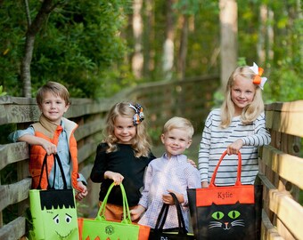 Embroidered Halloween Tote Bags, Monogram Trick or Treat Bags, Personalized Halloween Bags, Personalized Trick or Treat Bag, Halloween Candy