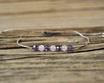 Anxiety, Rose Quartz, Amethyst, Gemstone Therapy, Crystal Healing, Yoga Bracelet, Meditation Bracelet, Grief, Stress, Heart Chakra, Crown