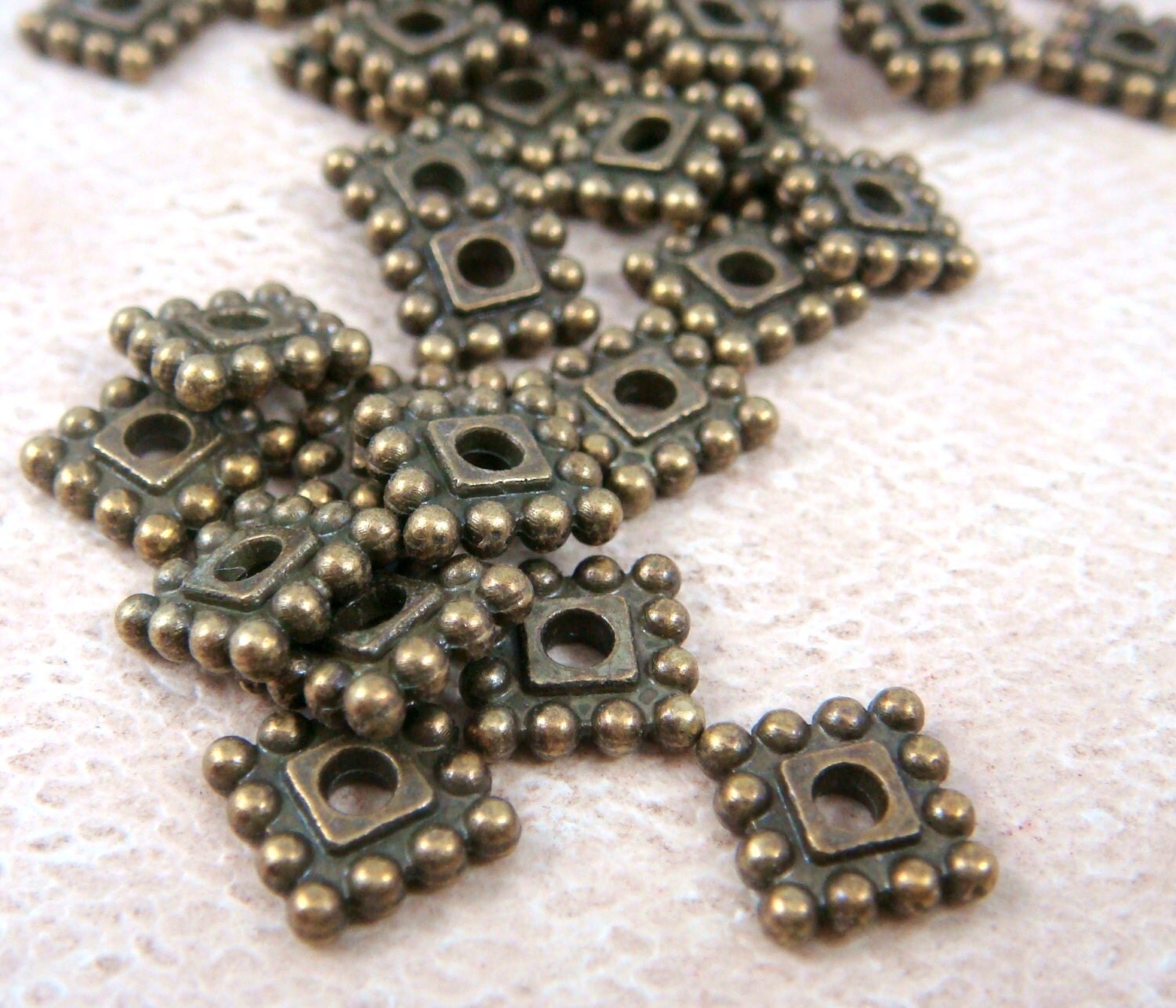Spacer Bead Square Spacer Bead 00697AB Antiqued Bronze
