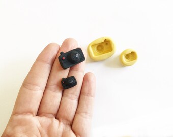 polymer clay mold, resin mold, camera charm mold, silicone mold, clay mould, set of camera molds for polymer clay jewelry making