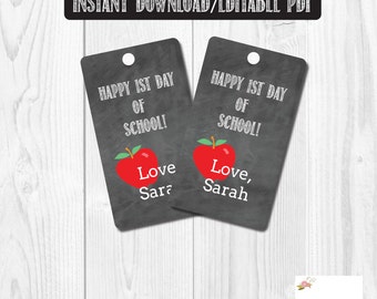 Instant Download/Editable First Day of School Tags/Happy 1st Day of School Tags