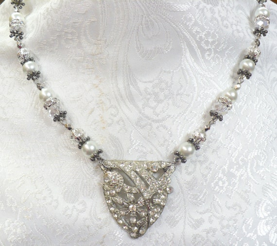 OOAK Vintage Authentic 1920s Art Deco Rhinestone Charm Crystal
