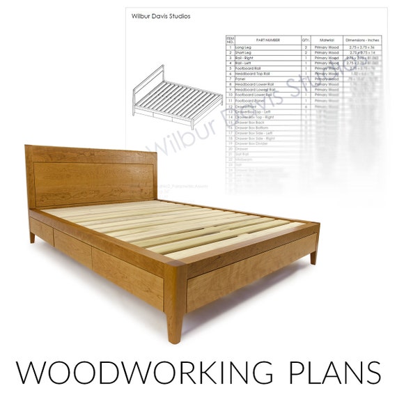 Furniture Plan Drawing for King Size Storage Bed by WilburDavis