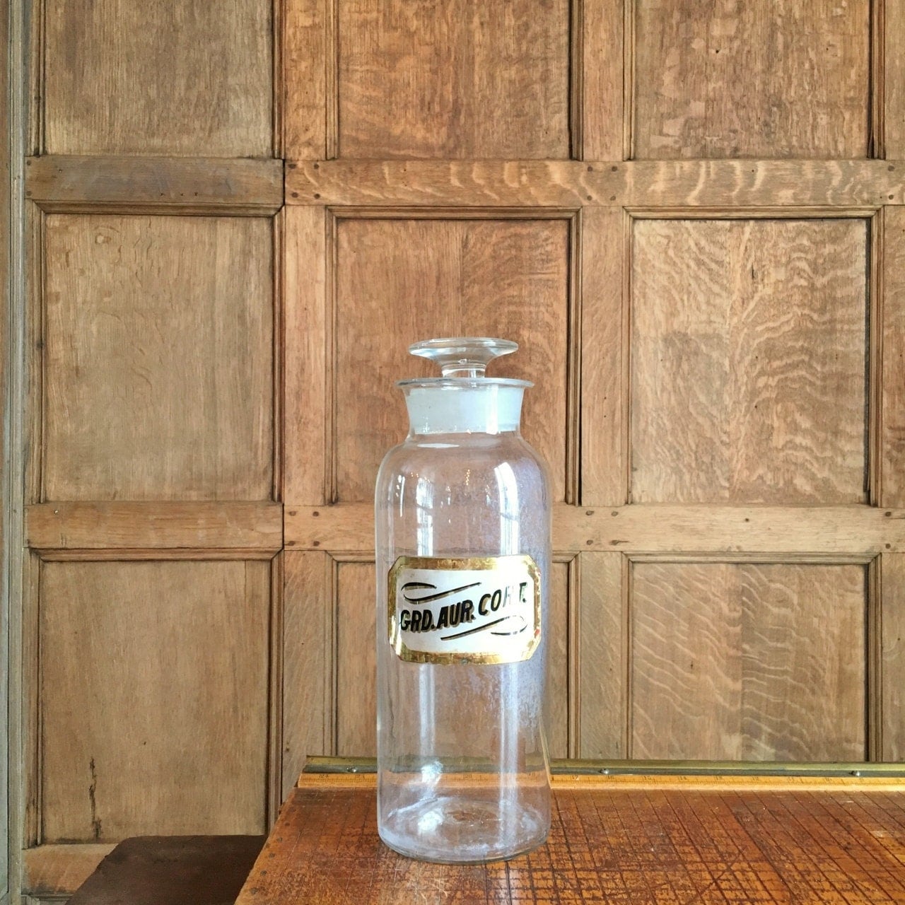 Extra Large Antique Apothecary Jar Reverse Painted Glass