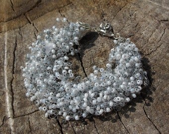 Women gifts/for/grandma bracelet everyday jewelry grey bracelet lace jewelry beaded bracelet grey jewelry Gemstone bracelet chic jewelry