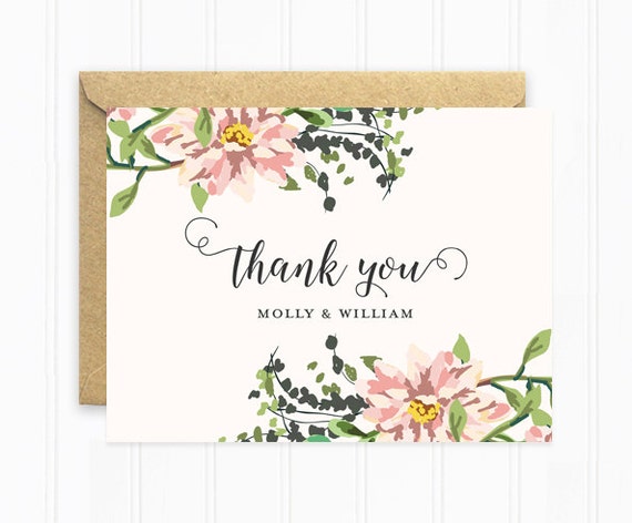 Wedding Thank You Cards Personalized Wedding by MooseberryPaperCo