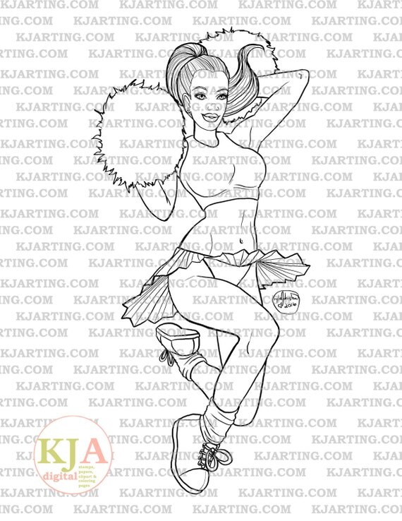 Cheerleader Line_Art Printable_00152 KJArting