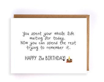 21st birthday gift for her, greeting card, gift ideas, funny greeting cards, cute handmade greeting cards for her, gift for him GC70