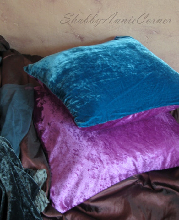 Purple Velvet pillow cover Dark Turquoise Purple accent pillow