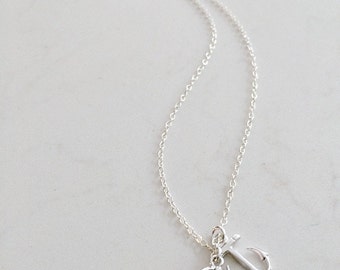 Erinite Anchor Necklace Silver Anchor Necklace Aquamarine Necklace Aquamarine Jewelry March Birthstone 925 Sterling Silver Bridesmaids sets