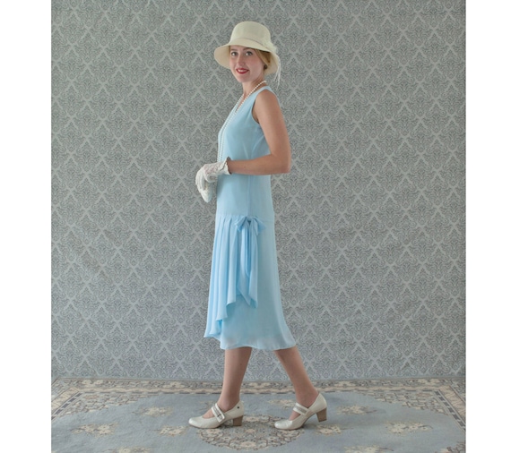 Light blue 1920s-inspired flapper dress by HouseOfRecollections
