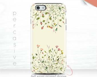 iPhone 7 Plus Case Pink Floral iPhone 6s Yellow iPhone SE Case, Galaxy S7 Tough Case Spring, iPhone 5s Case 3D iPhone 7 Case Wildflower 02g