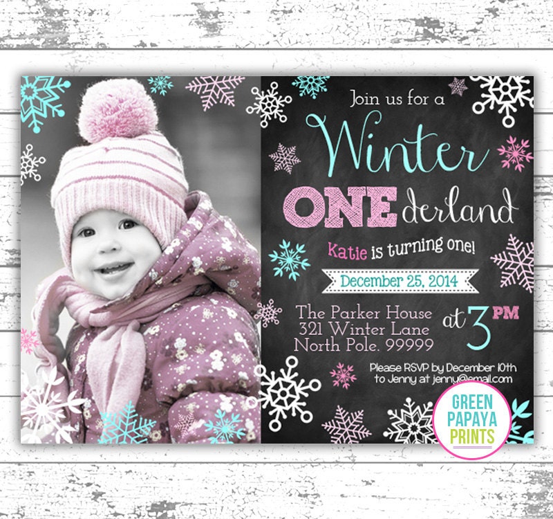 Winter Onederland Invitation Digital File Printable Pink