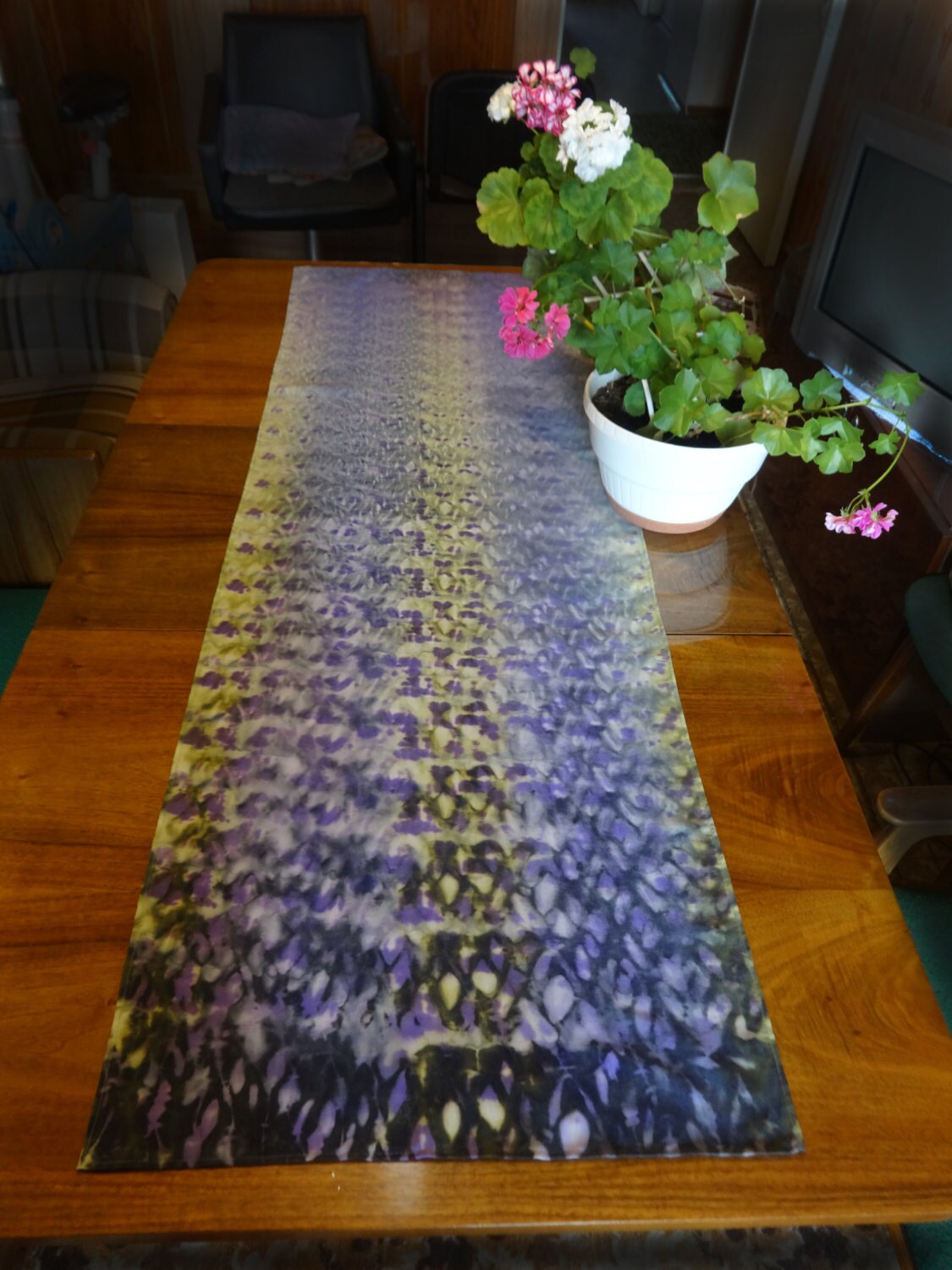Hand painted table runner scarf Dining table cloth Shibori
