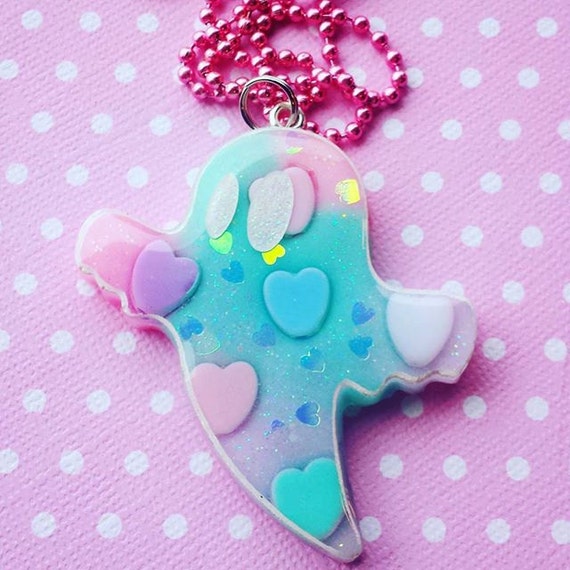 Pastel Goth Ghost Pendant / Creepy Cute Ghost / Paranormal