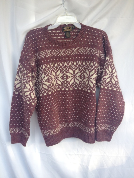 Vintage Eddie Bauer Wool Sweater Womens Medium Crewneck Nordic