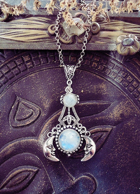 Scorpion Moonstone Triple Goddess Necklace Scorpion Necklace