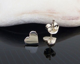 Sterling Silver Heart Studs / Small Heart Shaped Earrings / Post Earrings / Sterling Silver Studs / Heart Post Earrings