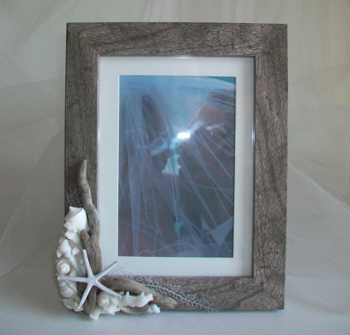 Beach Theme Wedding Photo Frame Shell Coral Driftwood Picture