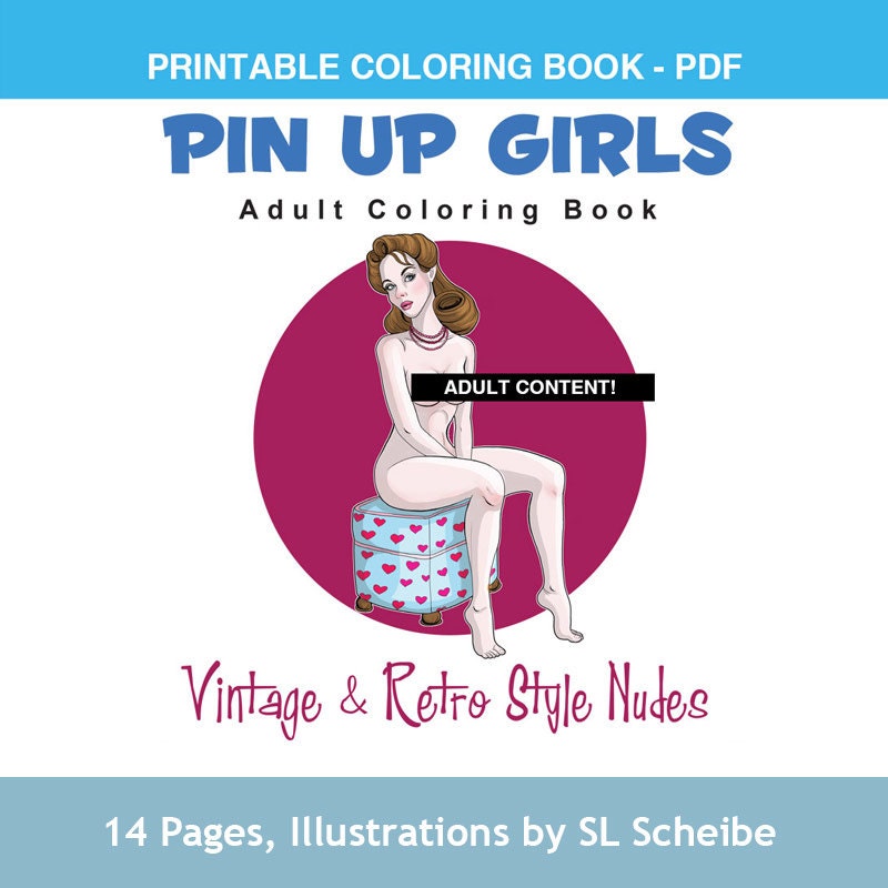 Adult Coloring Book Pdf Pin Up Girls Retro Style Nude