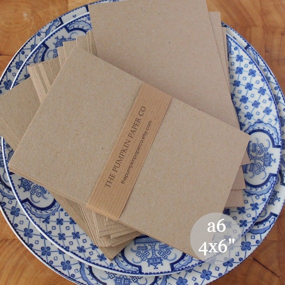 25 Kraft Cardstock A6 4x6 Blank Postcards by ThePumpkinPaperCo
