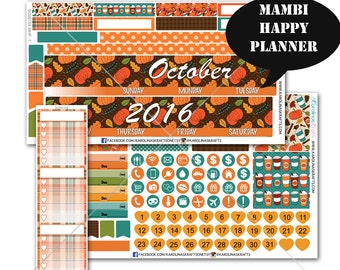 Fall Planner Stickers MONTHLY Planner Kit, Happy Planner Stickers, Mambi Stickers, Monthly Sticker Kit, October Planner #SQ00159-MHP